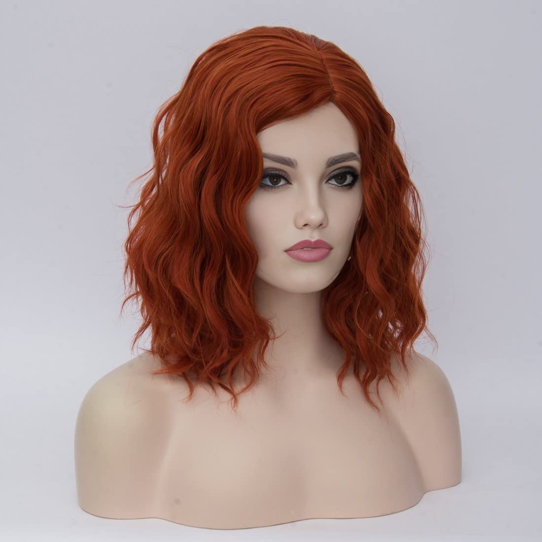 Short Curly Orange Wig, Heat Resistant 35cm Fashion Ginger Red Wig, Synthetic Curly Auburn Bob Wig Suit, Orange