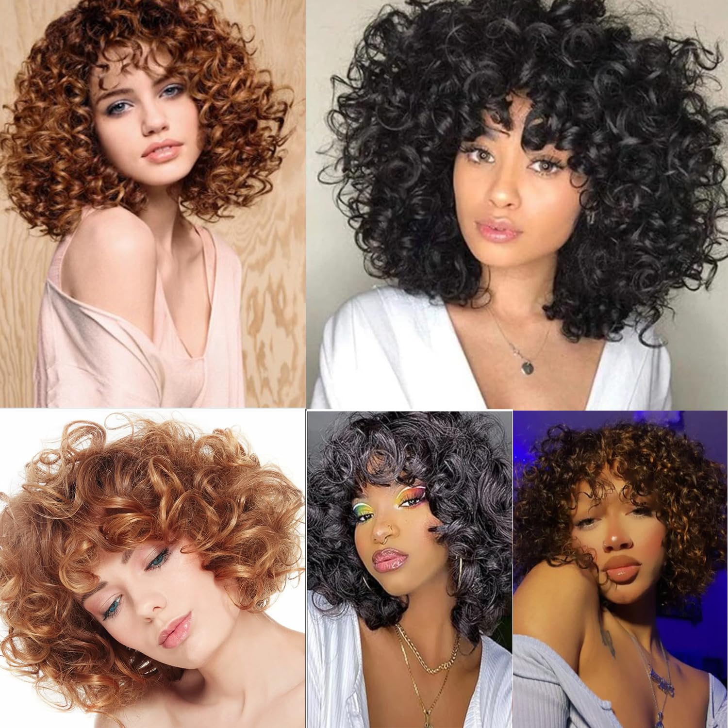 Short Wigs for America Women Curly Wig Natural Looking for Daily Use Party and Cosplay (light brown)