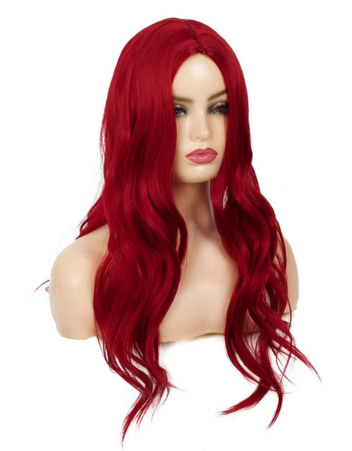 Load image into Gallery viewer, Red Wigs for Women Long Wavy Synthetic Hair Wig Natural Middle Parting Heat Resistant, Red
