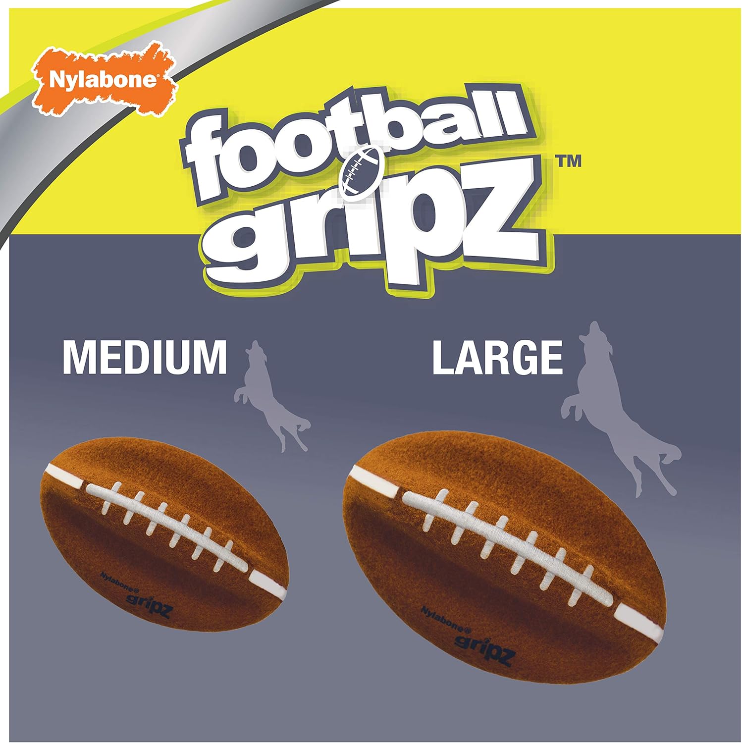 Football Gripz Fetch Toy, Squeaky Ball Chew Toy for Dogs, Medium (1 Count) Medium