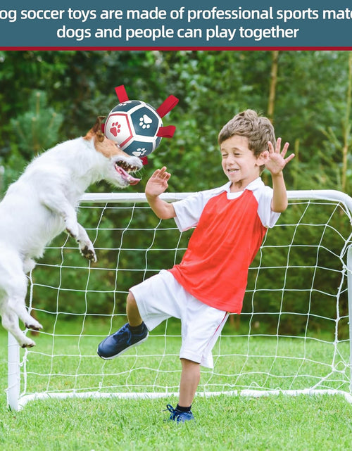 Load image into Gallery viewer, Dog Toys Soccer Ball with Straps, Outdoor Interactive Dog Toys for Tug of War, Puppy Birthday Gifts
