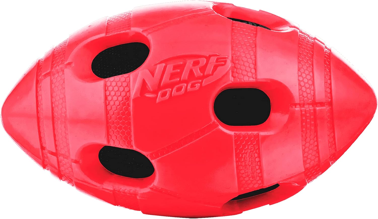 Rubber Football Dog Toy with Interactive Squeaker and Crunch, Lightweight, 6 Inch Diameter for Medium/Large Breeds, Single Unit, Red
