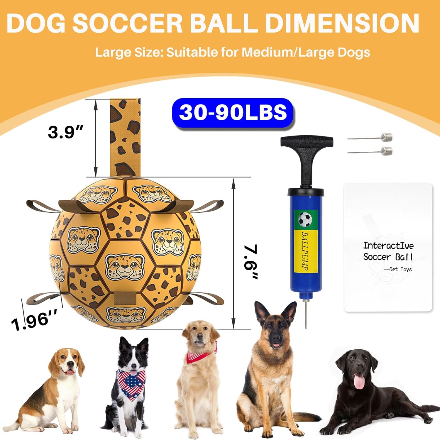 Dog Toys Soccer Ball with Straps, World Cup Interactive Dogs Toys for Tug of War  (Leopard - Large)