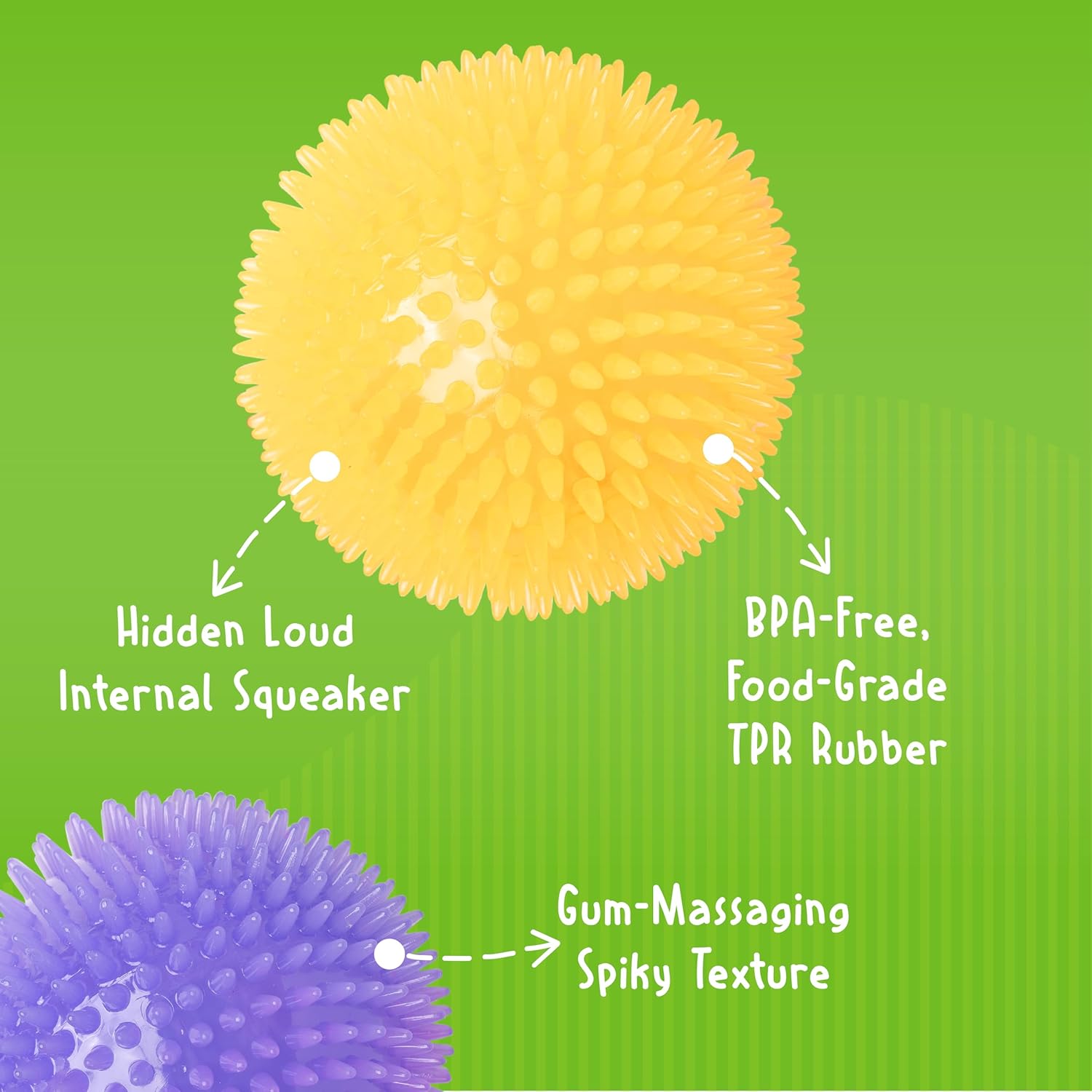 Medium Squeaker Ball Dog Toy, Medium 3.5", Colors will vary, All Breed Sizes