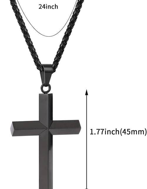 Load image into Gallery viewer, Edge Cross Necklace for Men Boys Stainless Steel Chain Cross Pendant Necklace for Men Boys, 18 inches, Black
