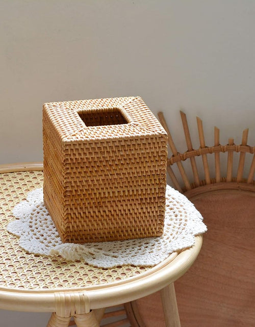 Load image into Gallery viewer, Rattan Tissue Box Cover Square, Hand Woven Wicker Tissue Holder, 5.5 x 5.5 X 5.7 inch, Natural
