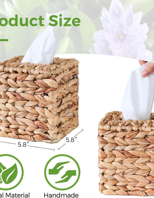 Load image into Gallery viewer, Rattan Tissue Box Cover Square, Wicker Tissue Box Holder Facial Tissues Boxes, Square Handwoven
