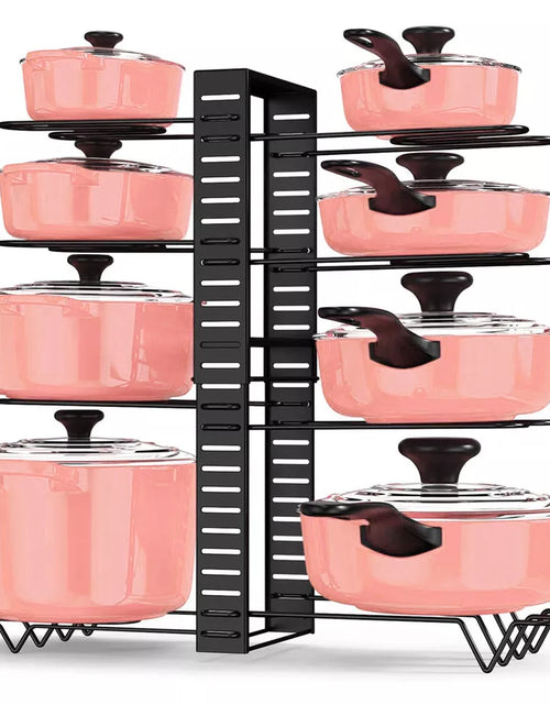 Load image into Gallery viewer, 8 Tier Pots and Pans Organizer Rack Adjustable Pots Holder for Kitchen Cabinet
