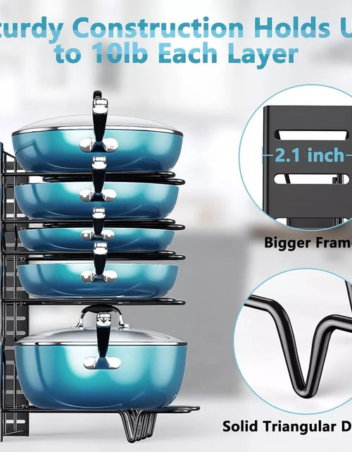Load image into Gallery viewer, 8 Tier Pots and Pans Organizer Rack Adjustable Pots Holder for Kitchen Cabinet
