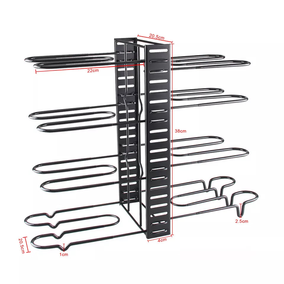 8 Tier Pots and Pans Organizer Rack Adjustable Pots Holder for Kitchen Cabinet