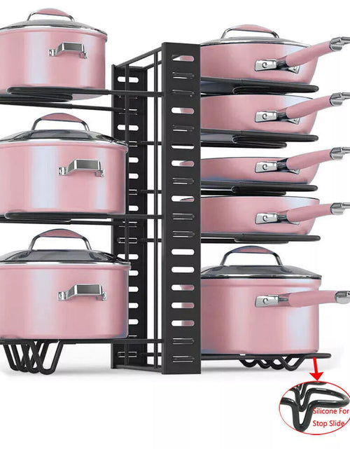 Load image into Gallery viewer, 8 Tier Pots and Pans Organizer Rack Adjustable Pots Holder for Kitchen Cabinet
