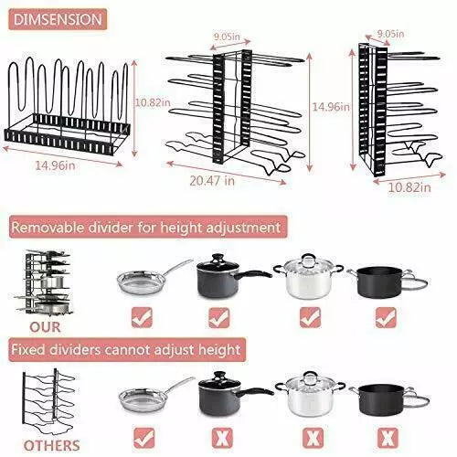 Load image into Gallery viewer, 8 Tier Pots and Pans Organizer Rack Adjustable Pots Holder for Kitchen Cabinet
