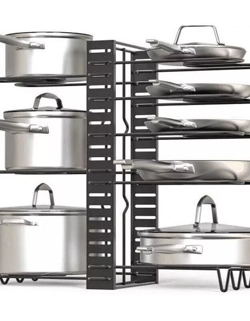 Load image into Gallery viewer, 8 Tier Pots and Pans Organizer Rack Adjustable Pots Holder for Kitchen Cabinet

