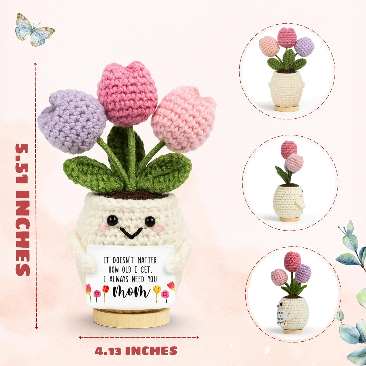 Mother’s Day Christian Gift Set – Church Bulk Keychains with Prayer Cards ( FREE Knitted Inspirational Positive Tulip )