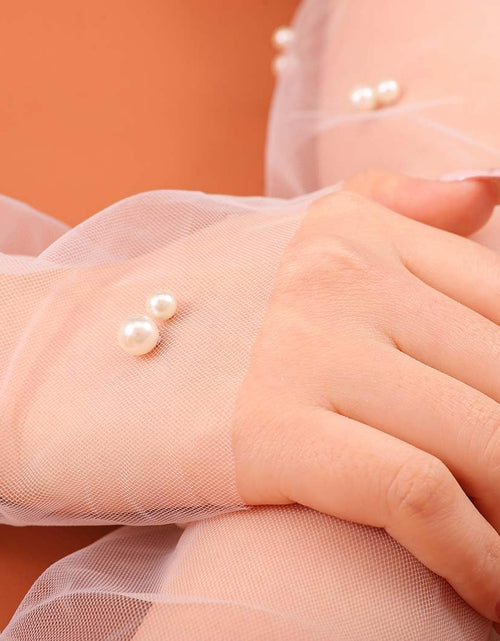 Load image into Gallery viewer, Long Wedding Tulle Gloves White Pearl Bridal Gloves Elbow Length Summer Fingerless Gloves for Women and Girls, White
