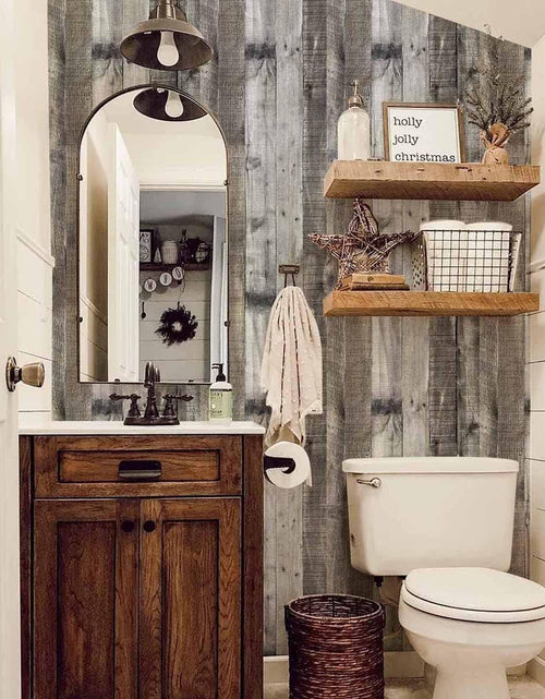 Load image into Gallery viewer, Gray Wood Peel and Stick Wallpaper Faux Wood Contact Paper 17.7inch x 118.1inch
