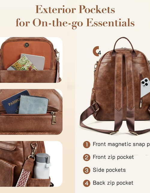 Load image into Gallery viewer, PU Leather Backpack Purse for Women, Convertible Travel Backpack, Designer Ladies Shoulder Bag
