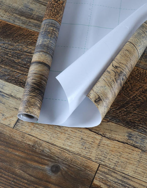 Load image into Gallery viewer, Faux Wood Wallpaper, Peel and Stick Self-Adhesive Vinyl Decorative Wallpaper Removable and Waterproof 17.7 x 787.4 Inches, Brown
