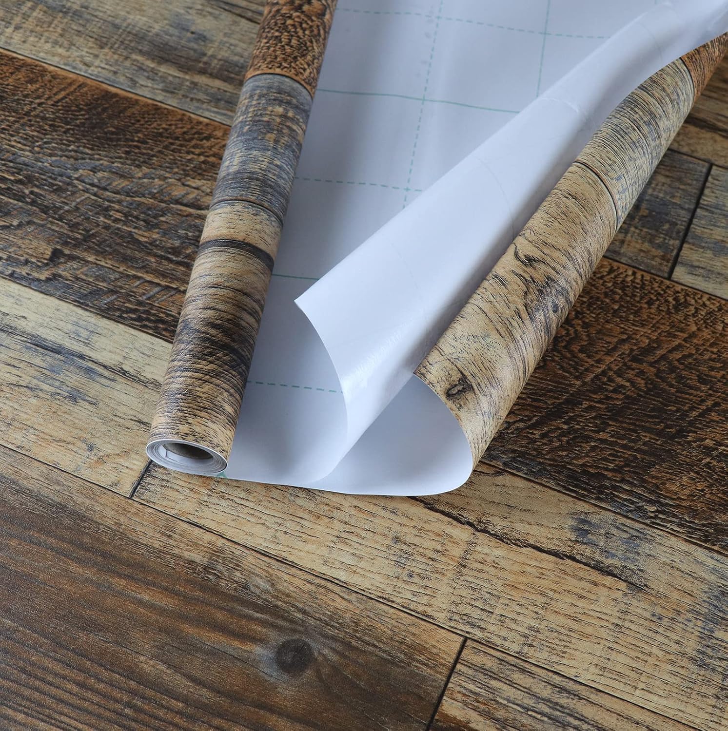 Faux Wood Wallpaper, Peel and Stick Self-Adhesive Vinyl Decorative Wallpaper Removable and Waterproof 17.7 x 787.4 Inches, Brown