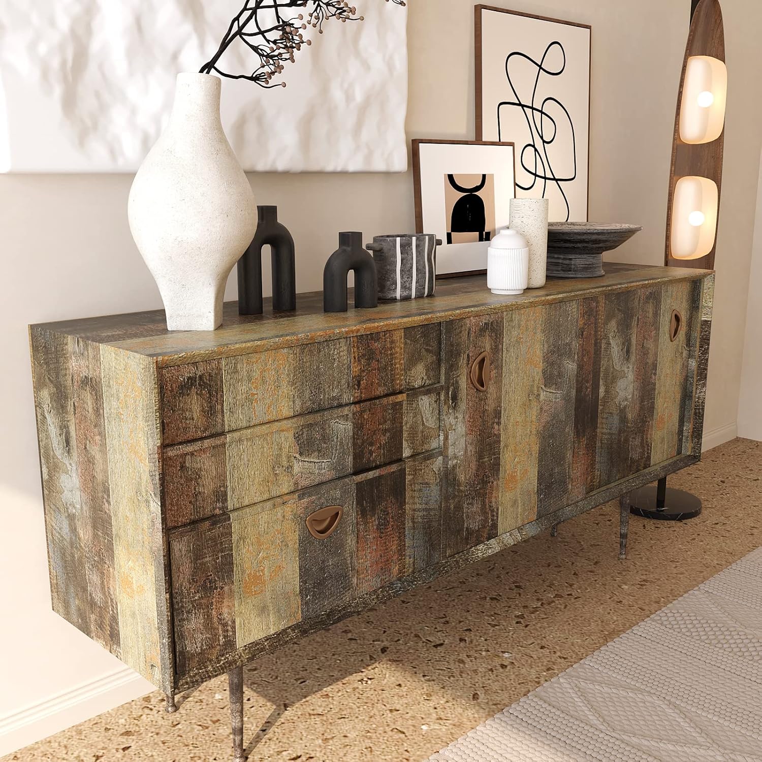 Chipped Paint Wood Contact Paper for Countertops Waterproof Brown Peel and Stick Shiplap Wallpaper 15.7''x118''