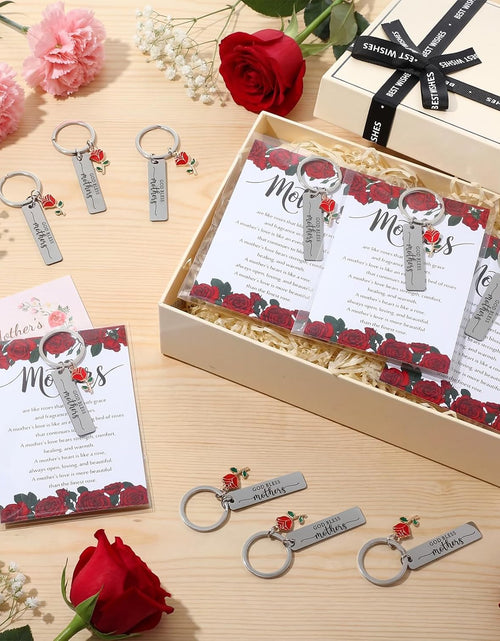 Load image into Gallery viewer, Mother’s Day Christian Gift Set – Church Bulk Keychains with Prayer Cards ( FREE Knitted Inspirational Positive Tulip )

