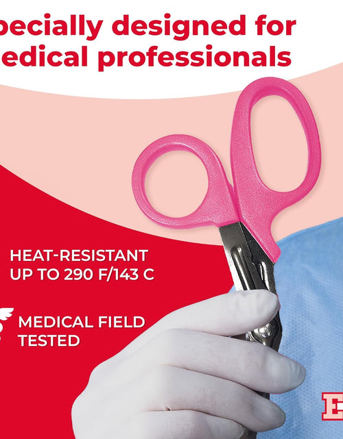 Load image into Gallery viewer, Autoclavable Titanium Bonded Bandage Shears 7 1/4&quot; Bent, Pink - 2 Pack, Pink/Black

