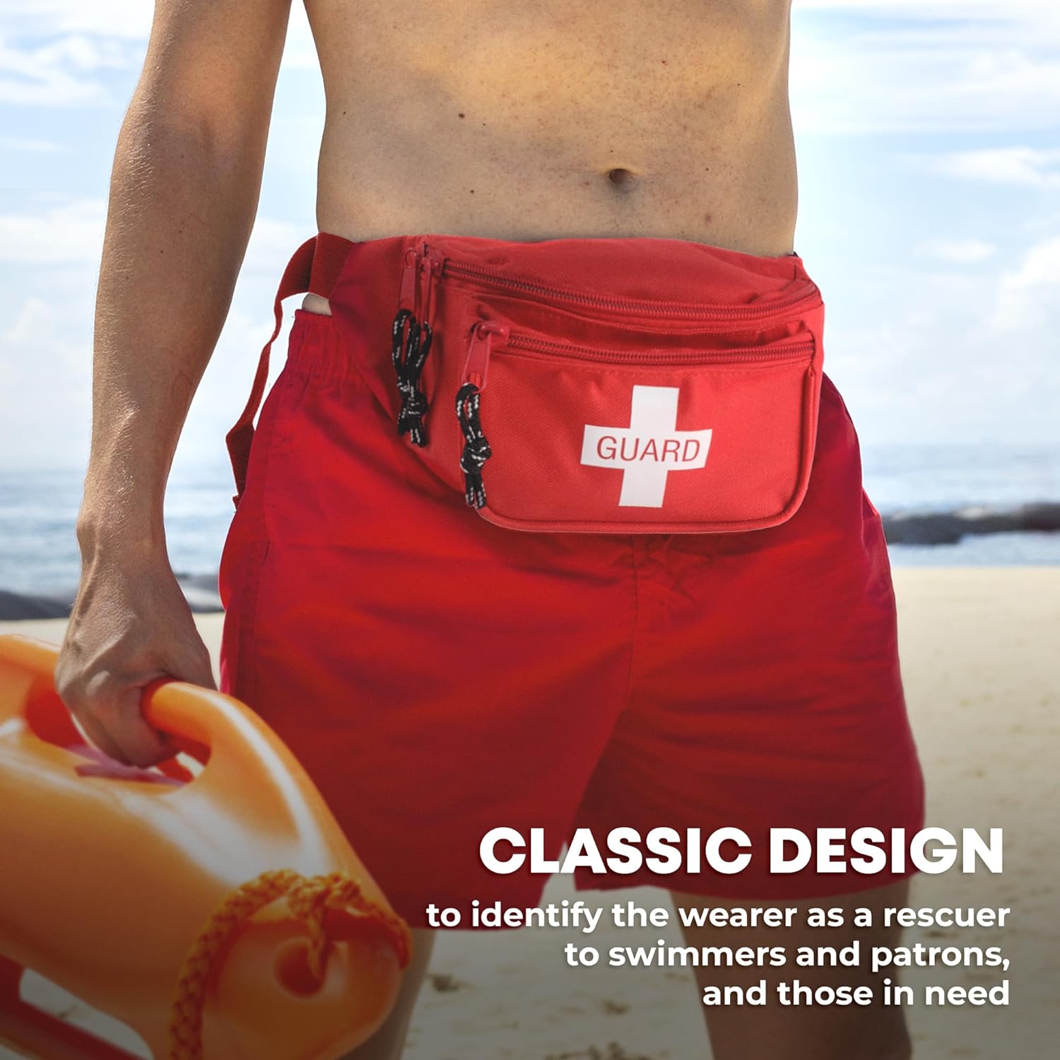 Fanny Pack/Hip Pack, Fully Stocked First Aid Kit with Adult & Infant CPR Combo Masks (72 Piece Set)