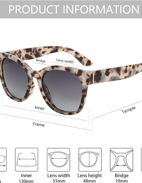 Load image into Gallery viewer, Cateye Polarized Sunglasses for Women - Oversized Sun Glasses UV400 Protection Retro Shades Designer Style (Grey Demi Frame)
