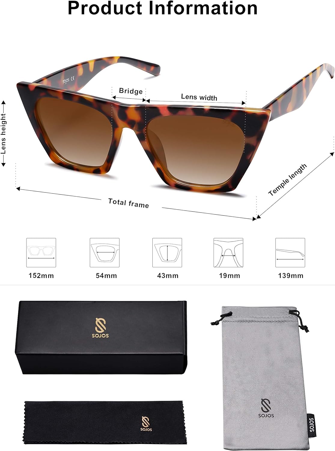 Oversized Square Cateye Polarized Sunglasses for Women Men Big Trendy Sunnies (Brown Tortoise/Brown)