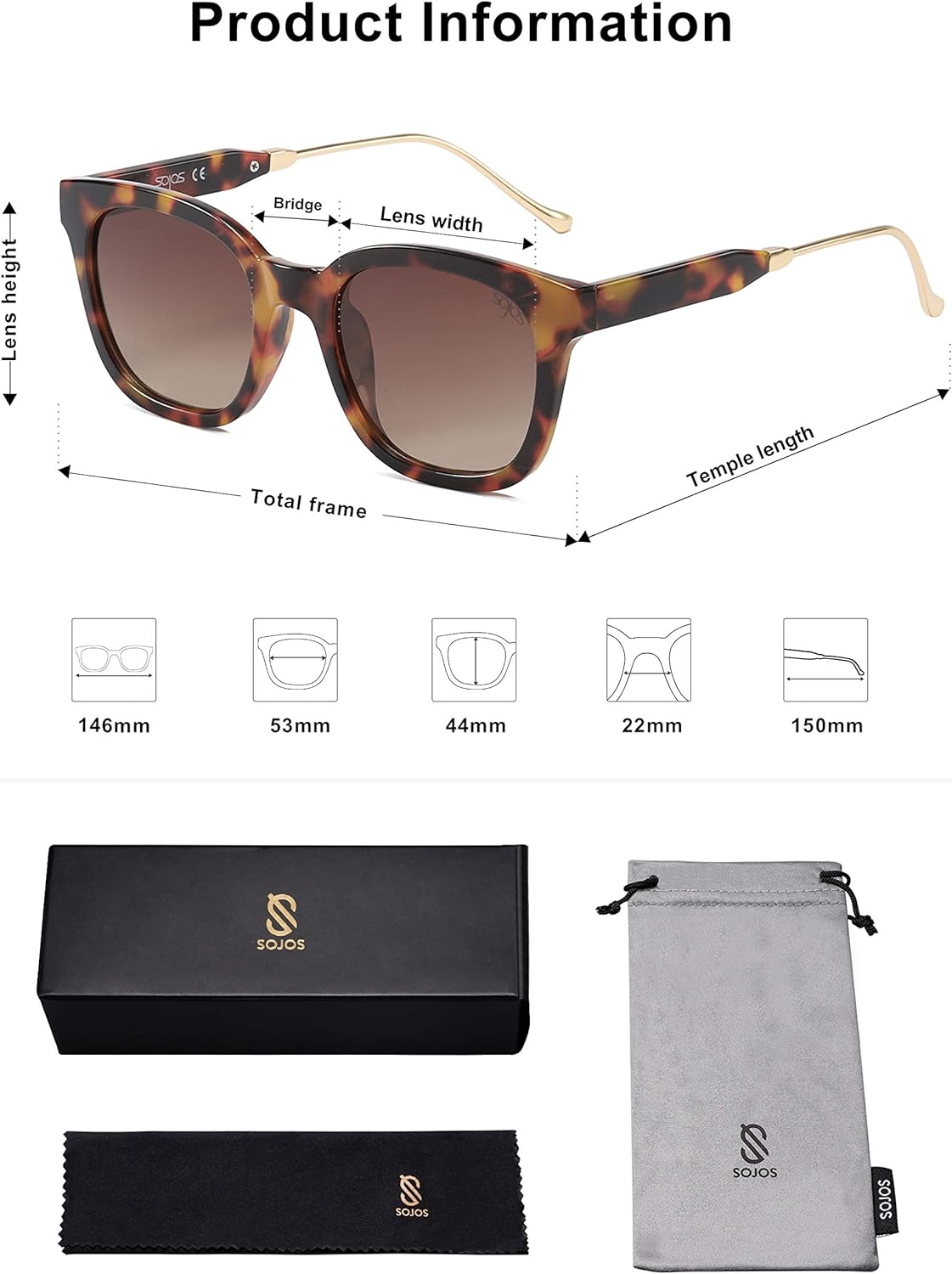 Classic Square Polarized Sunglasses for Women Men Retro Trendy UV400 Sunnies (Amber Tortoise/Brown)