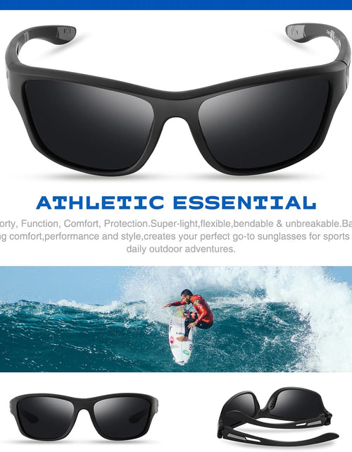 Load image into Gallery viewer, Polarized Sports Sunglasses for Men: UV400 Protection Glasses, Black
