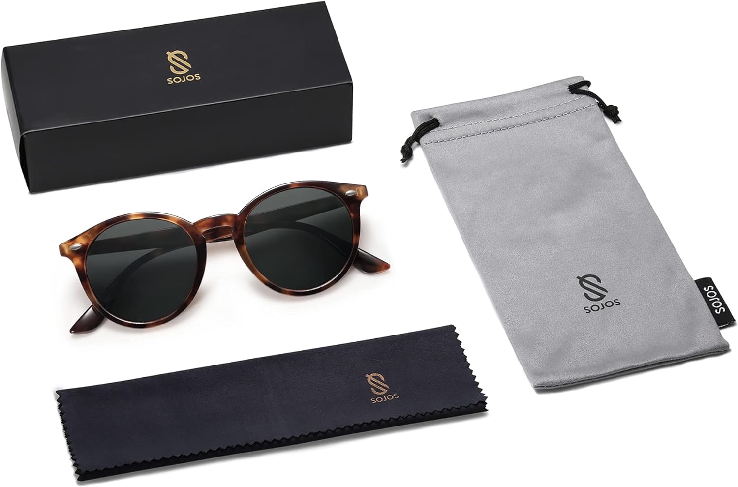 Retro Round Polarized Sunglasses for Women Men Classic Vintage Sunnies (Ancient Tortoise/Grey)