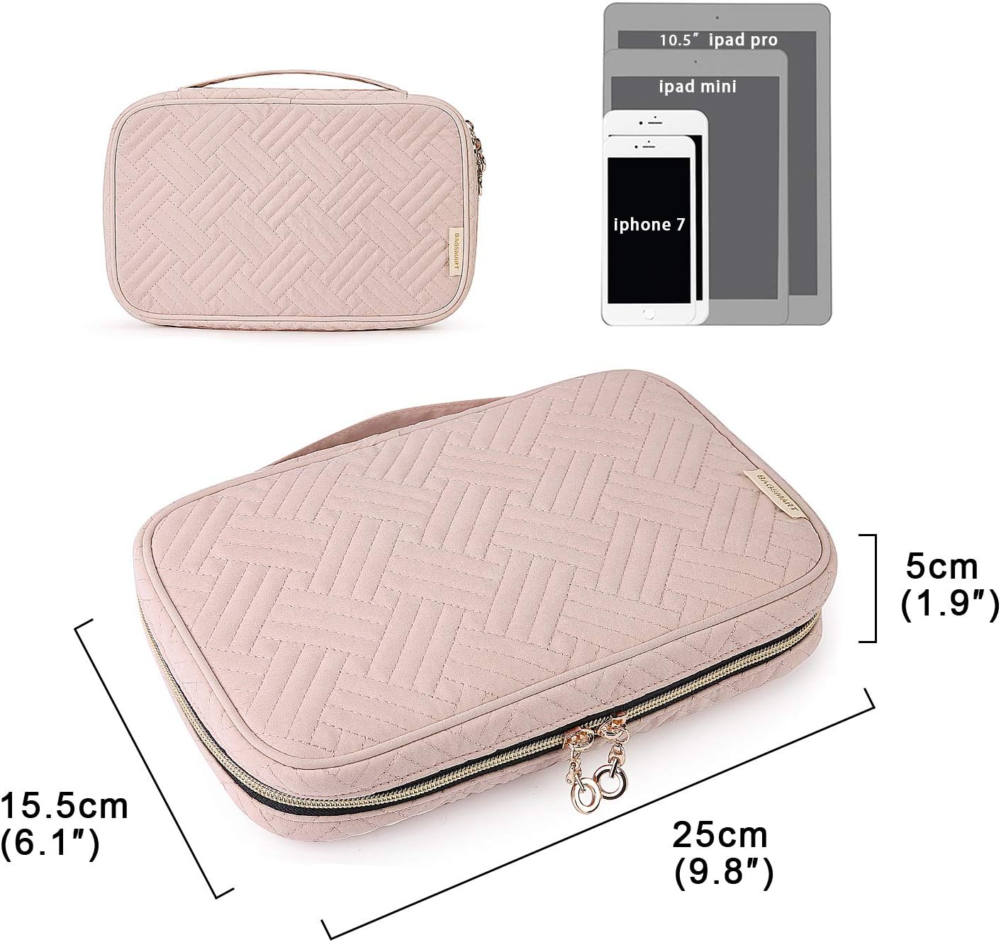 Jewelry Organizer Case Travel Storage Bag for Necklace, Earrings, Rings, Bracelet, Soft Pink, Medium