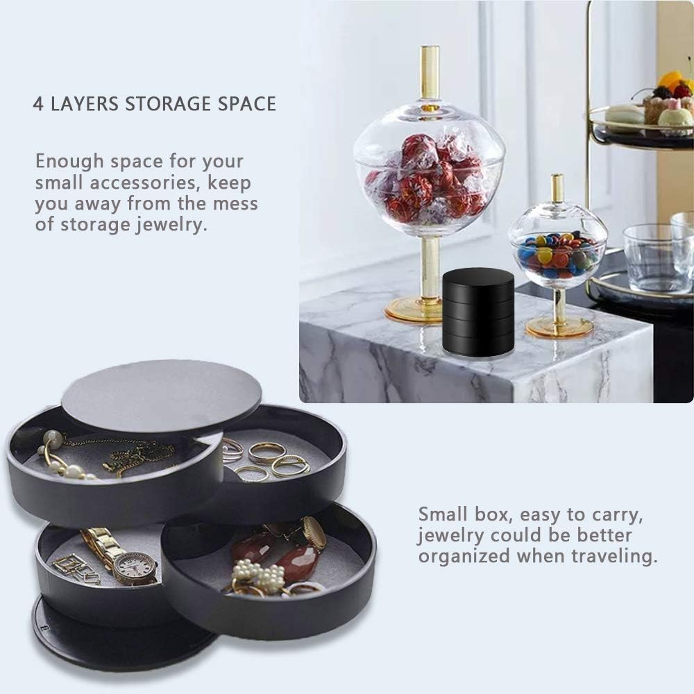 Small Jewelry Storage Box Earring Holder for Women, 5-Layer Rotating Travel Jewelry Tray Case