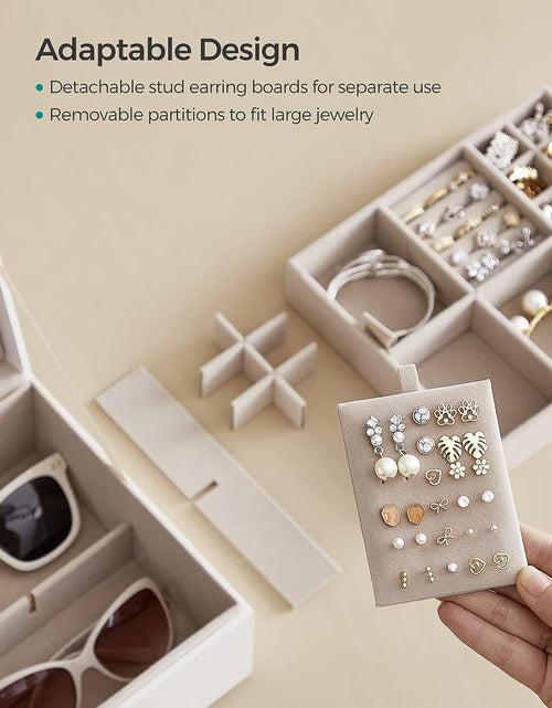 Load image into Gallery viewer, 2-Layer Jewelry Organizer with Handle Floating Effect, 8.1 x 9.4 x 4.3 Inches, Gift Idea, White
