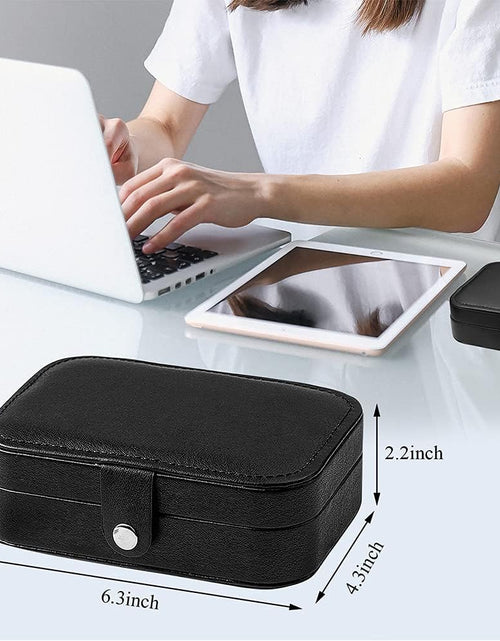Load image into Gallery viewer, PU Leather Small Jewelry Organizer for Women Girls,Portable Mini Travel Case, Black
