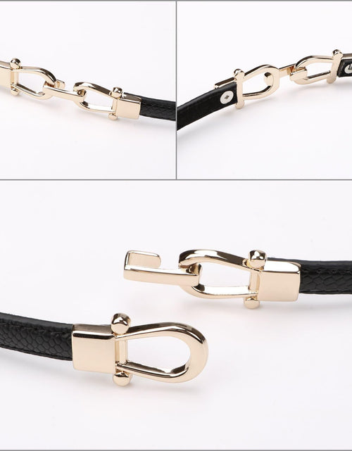 Load image into Gallery viewer, Leather Skinny Women Belt Thin Waist Belts for Dresses up to 37 Inches with Golden Buckle, 2 Pack
