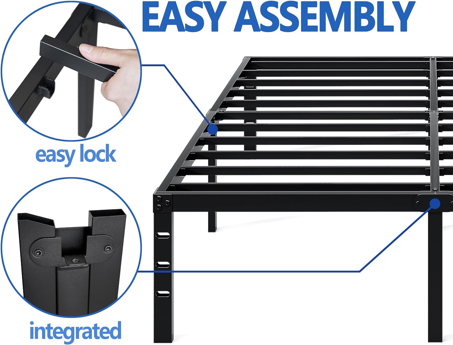 Metal Bed Frame-Simple and Atmospheric Metal Platform Bed Frame, Storage Space Under The Bed, 18 Inch, King