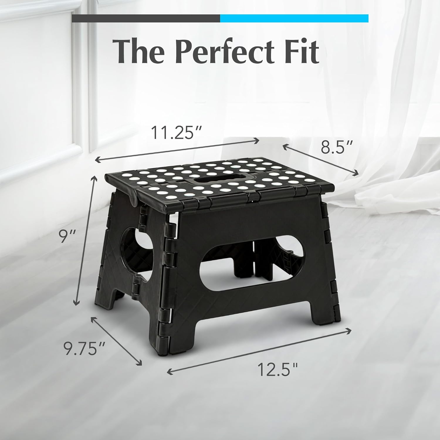 Handy Laundry - Folding Step Stool is Sturdy Enough to Support Adults and Safe Enough for Kids, Black