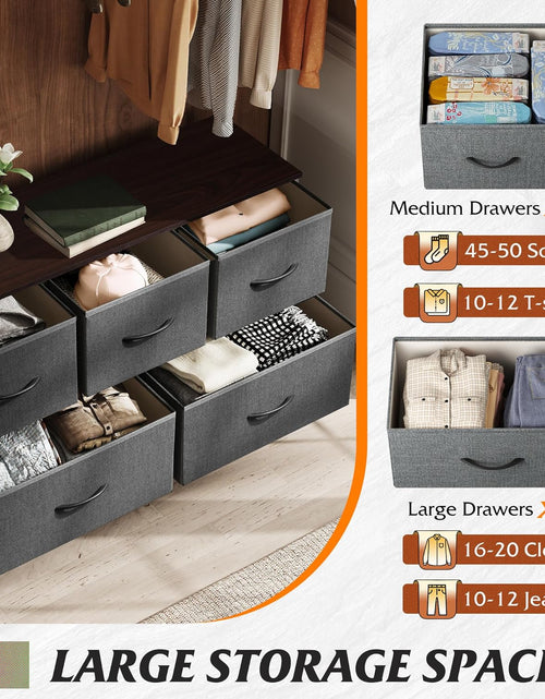 Load image into Gallery viewer, Dresser for Bedroom with 5 Drawers, Organizer Unit with Fabric Bins for Closet, Living Room, Hallway, Dark Grey
