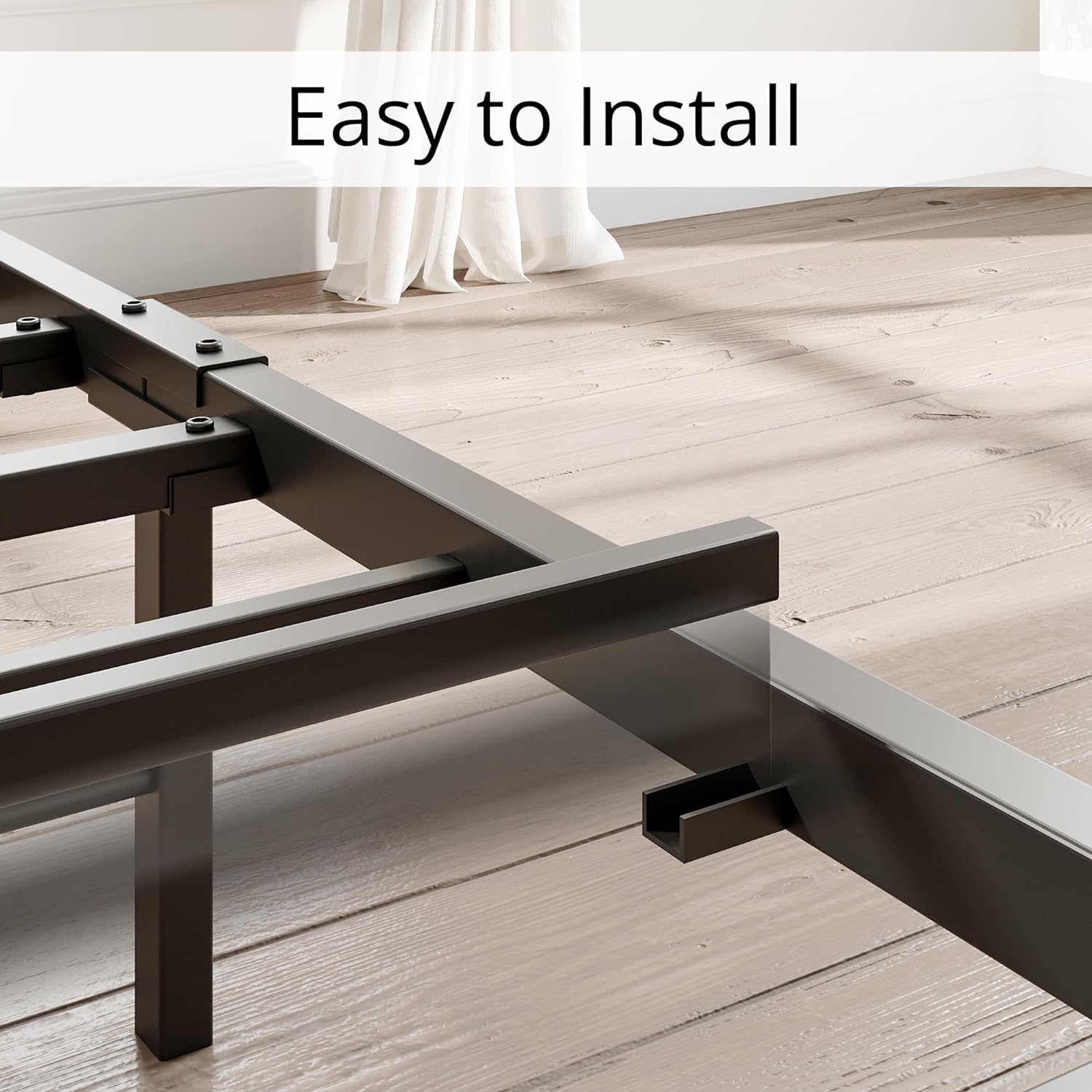 King Size Bed Frame, Storage Headboard with Charging Station, Solid and Stable, Easy Assembly