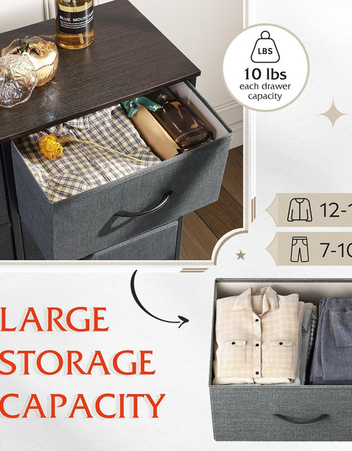 Load image into Gallery viewer, 6 Drawer Double Dresser, Storage Tower with Fabric Bins, Dark Grey
