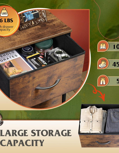 Load image into Gallery viewer, 5-Drawer Tall Dresser for Bedroom, Storage Dresser Organizer with Fabric Bins, Rustic Brown
