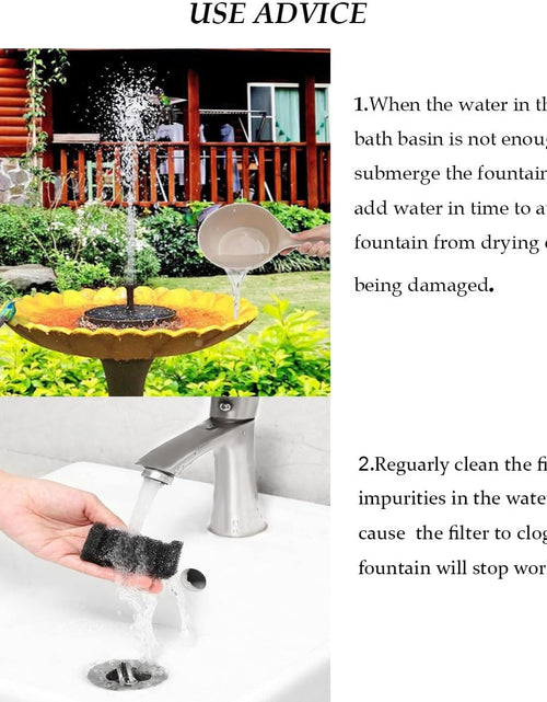 Load image into Gallery viewer, New Upgraded Mini Solar Powered Fountain Pump 1.5W Free Standing Solar Panel Kit
