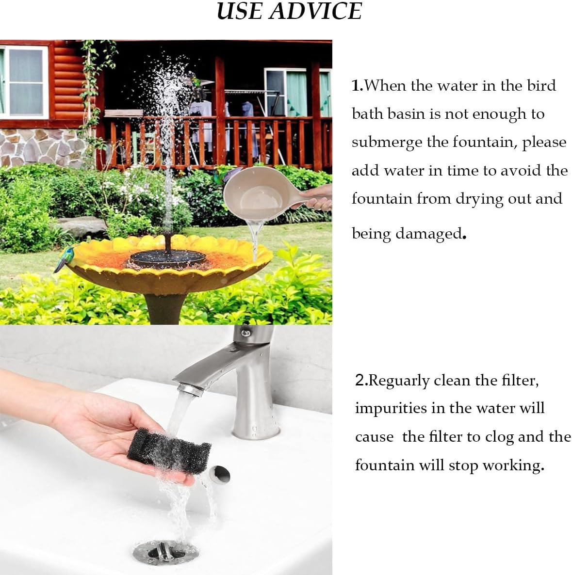 New Upgraded Mini Solar Powered Fountain Pump 1.5W Free Standing Solar Panel Kit