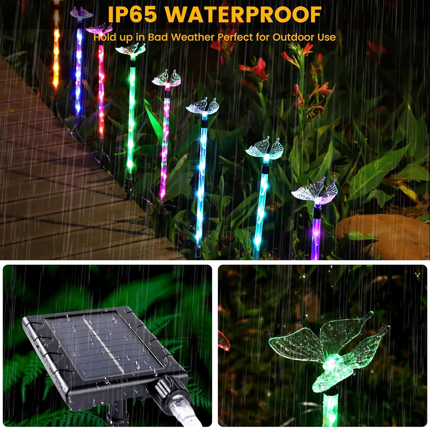 Set of 8 Plastic Solar Garden Lights for Garden Decor - Upgraded Solar Lights with Remote,8 Modes