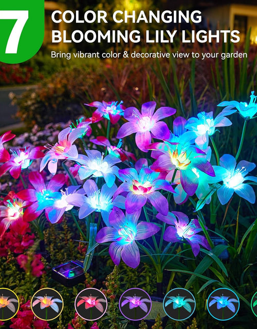 Load image into Gallery viewer, 6 PACK Solar Lights Outdoor Garden, Upgraded Solar Garden Lights with 24 Enlarged Blooming Lily Flowers
