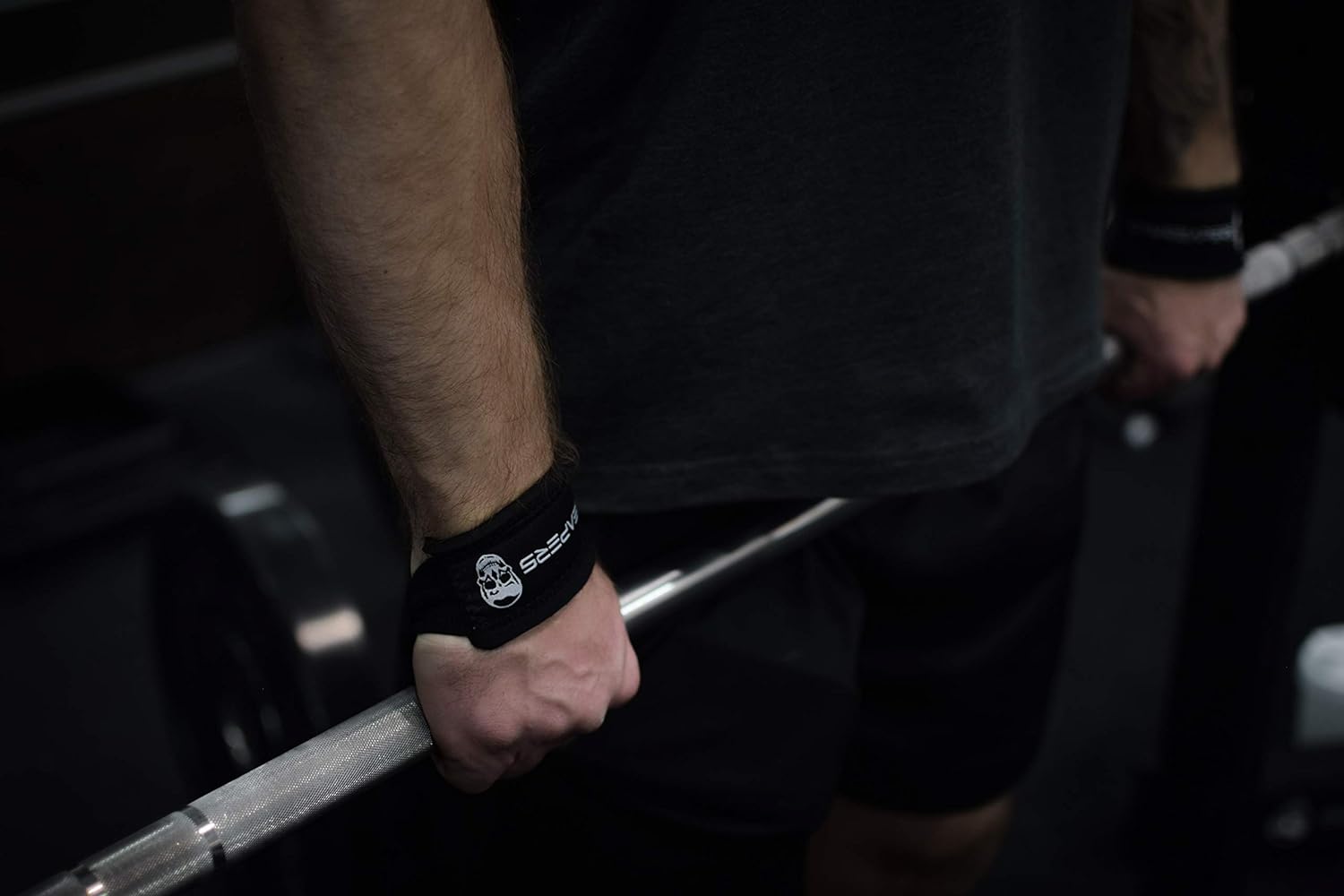 Lifting Wrist Straps for Weightlifting, Bodybuilding, Padded Neoprene with 18 inch Cotton, Black