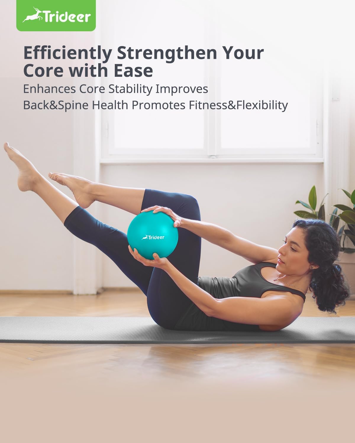 Pilates Ball 9 Inch Core Ball, Small Exercise Ball with Exercise Guide, Turkis