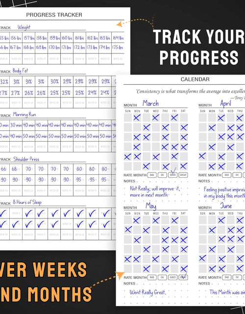 Load image into Gallery viewer, Hardcover Fitness Journal Workout Planner for Men &amp; Women - A5 Sturdy Workout Log Book, Black
